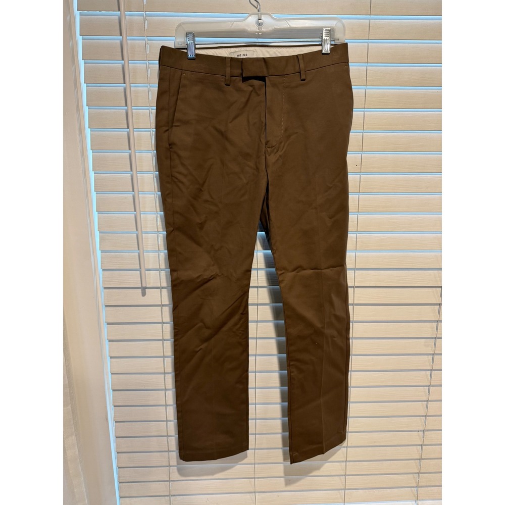 Reiss Eastbury Mens 30 Brown Slim Fit Cotton Stretch Chino Trousers Pants Turkey